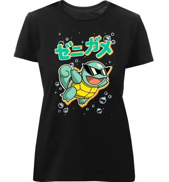 Жіноча преміум футболка Squirtle Чорний фото