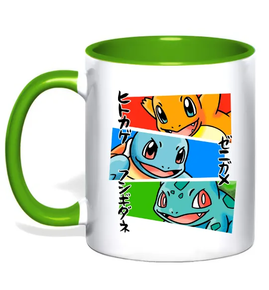 Чашка з кольоровою ручкою Pokemon eyes Лаймовий фото