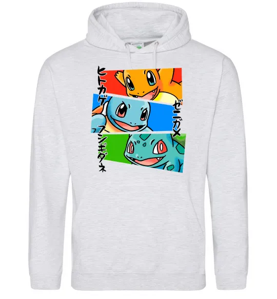 Мужская толстовка (худи) Pokemon eyes Серый меланж фото