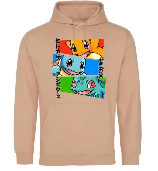 Мужская толстовка (худи) Pokemon eyes Песочный фото