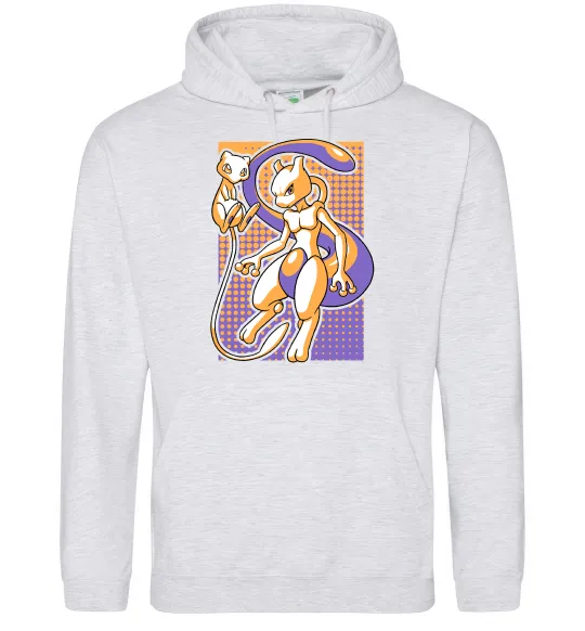 Чоловіча толстовка (худі) Mewtwo pokemon Сірий меланж фото