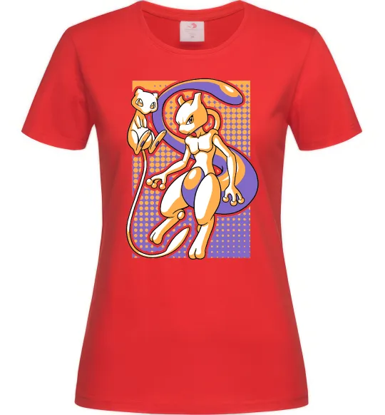 Жіноча футболка Mewtwo pokemon Червоний фото