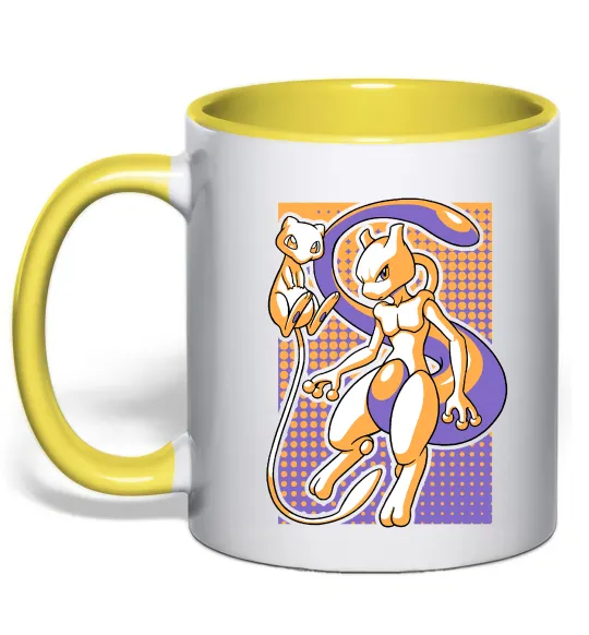 Чашка з кольоровою ручкою Mewtwo pokemon Лимонний фото