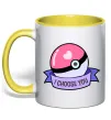 Чашка з кольоровою ручкою Pokeball I choose you Лимонний фото
