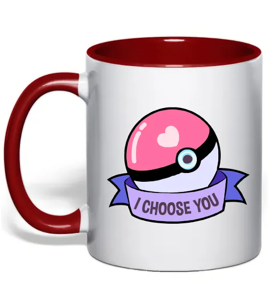 Чашка с цветной ручкой Pokeball I choose you Красный фото