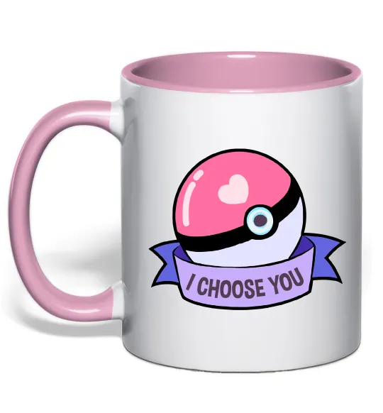 Чашка с цветной ручкой Pokeball I choose you Нежно розовый фото