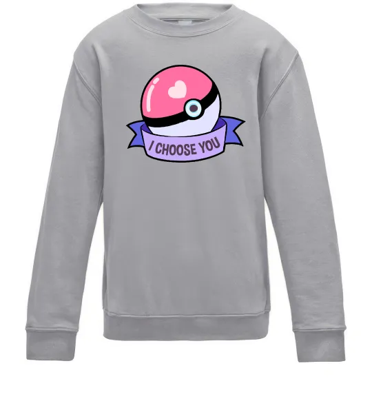 Детский Свитшот Pokeball I choose you Серый меланж фото