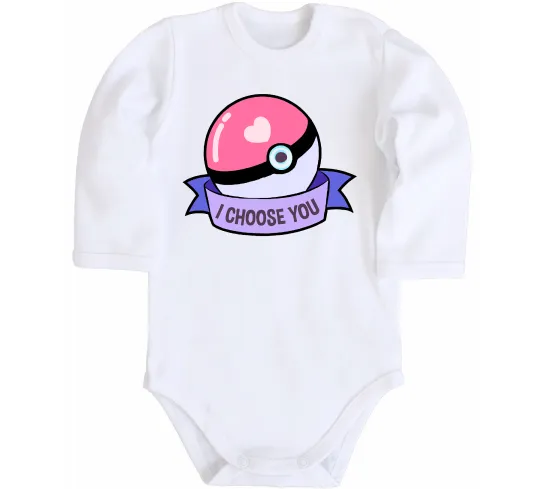 Детский боди Pokeball I choose you Белый фото