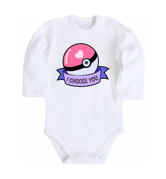 Детский боди Pokeball I choose you Белый фото