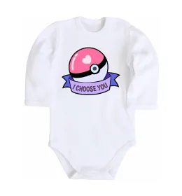 Детский боди Pokeball I choose you Белый фото