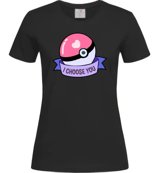 Женская футболка Pokeball I choose you Черный фото