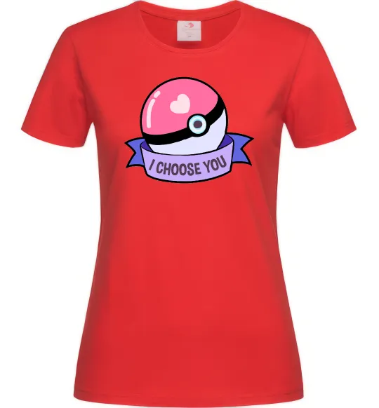 Женская футболка Pokeball I choose you Красный фото