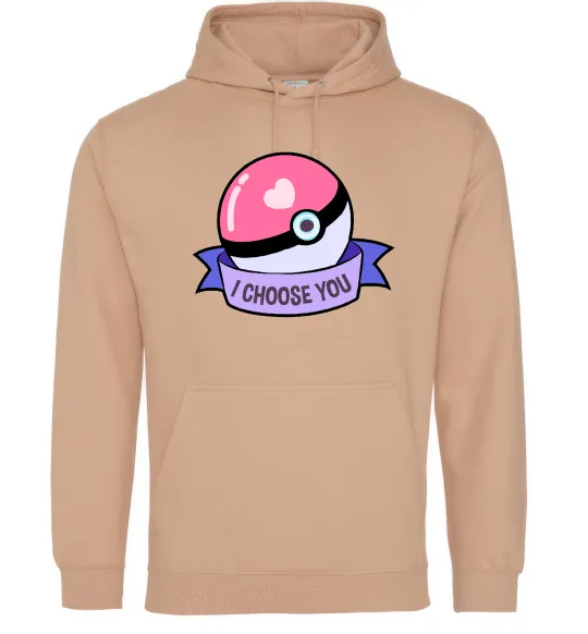 Мужская толстовка (худи) Pokeball I choose you Песочный фото