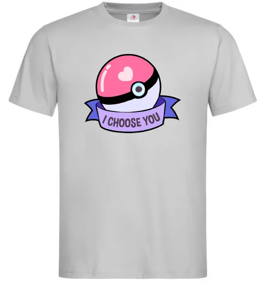 Мужская футболка Pokeball I choose you Серый фото
