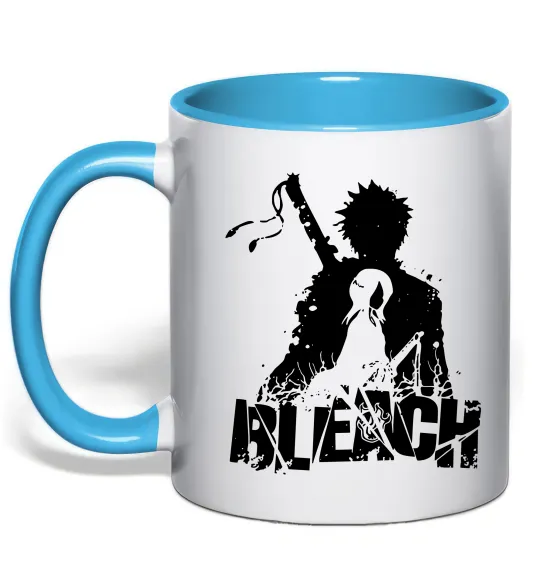 Чашка з кольоровою ручкою Bleach Ichigo Rukia Блакитний фото