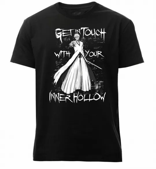 Чоловіча преміум футболка Bleach get in touch Чорний фото
