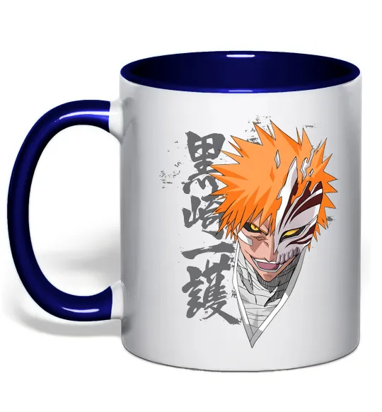 Чашка з кольоровою ручкою Бліч маска Глибокий темно-синій фото