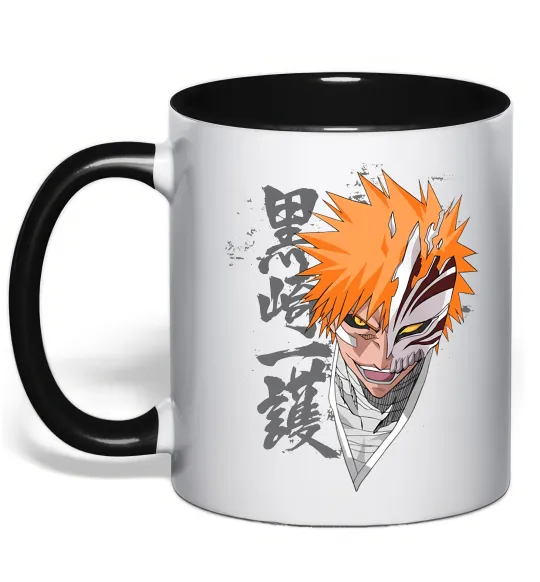 Чашка з кольоровою ручкою Бліч маска Чорний фото