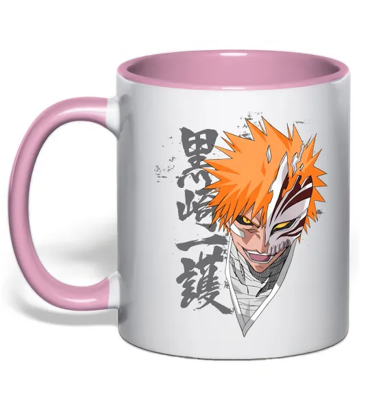 Чашка з кольоровою ручкою Бліч маска Ніжно рожевий фото