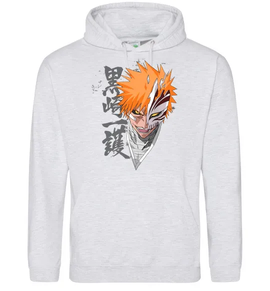 Жіноча толстовка (худі) Бліч маска Сірий меланж фото