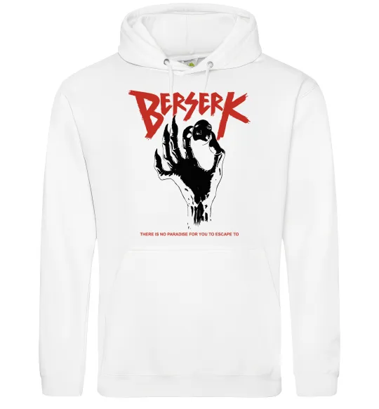 Мужская толстовка (худи) Berserk hand Белый фото