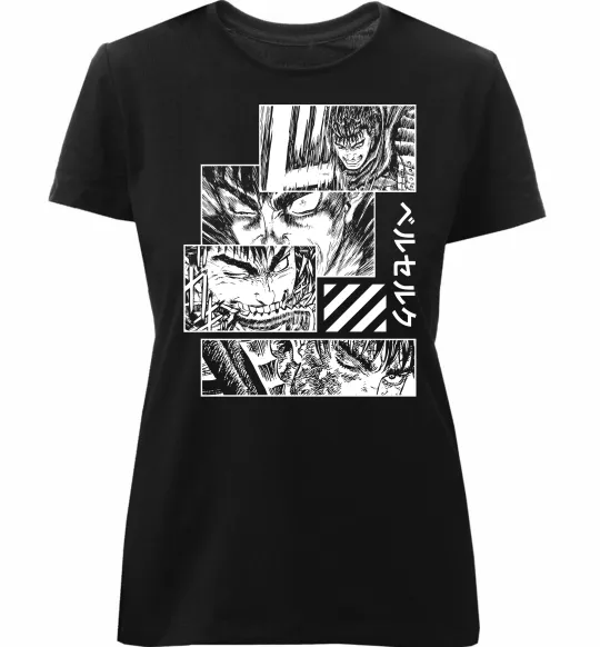 Женская премиум футболка Berserk manga Черный фото