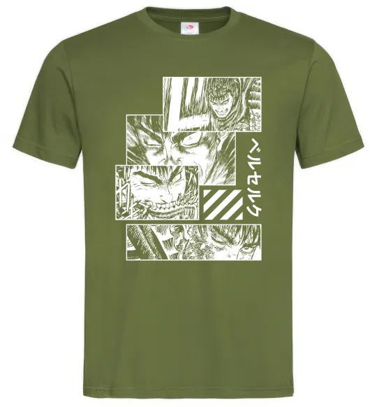 Мужская футболка Berserk manga Оливковый фото