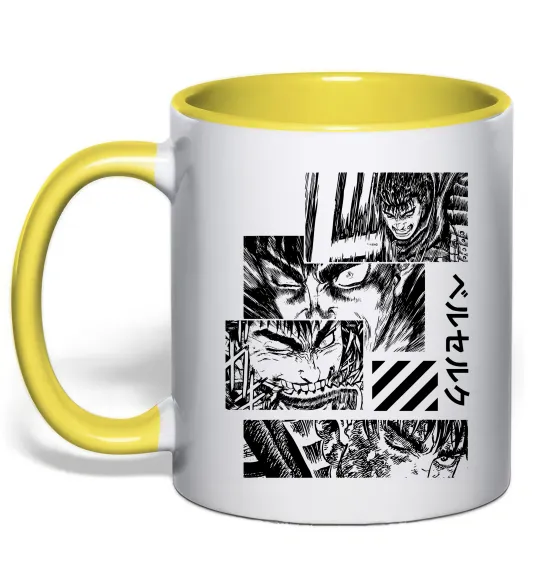 Чашка з кольоровою ручкою Berserk manga Сонячно жовтий фото
