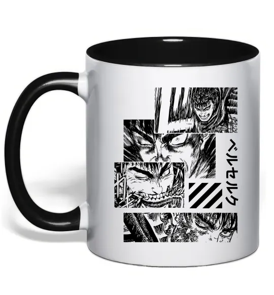 Чашка з кольоровою ручкою Berserk manga Чорний фото