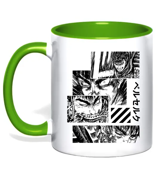 Чашка с цветной ручкой Berserk manga Лаймовый фото