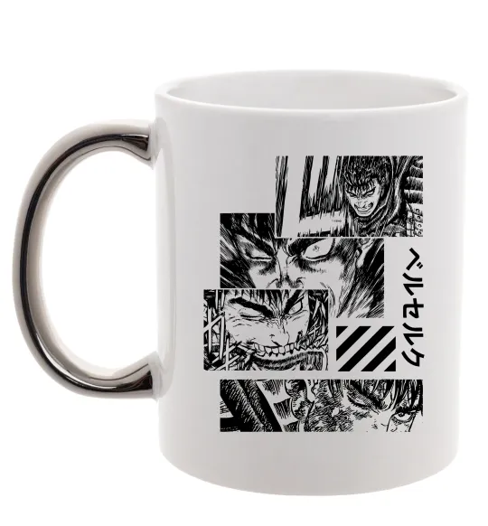 Чашка з кольоровою ручкою Berserk manga Срібло фото