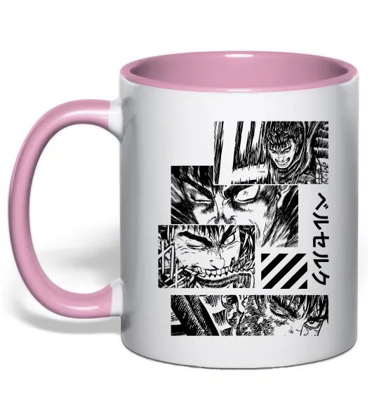 Чашка з кольоровою ручкою Berserk manga Ніжно рожевий фото