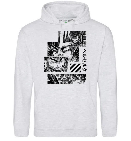 Мужская толстовка (худи) Berserk manga Серый меланж фото