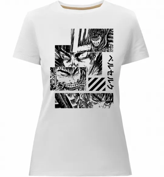 Женская премиум футболка Berserk manga Белый фото