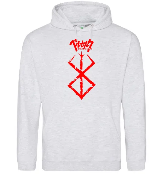 Мужская толстовка (худи) Берсерк мітка Серый меланж фото