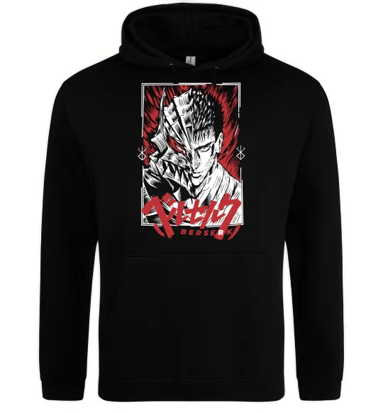 Мужская толстовка (худи) Berserk red eye Черный фото