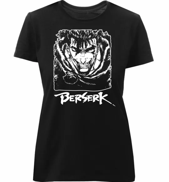 Женская премиум футболка Berserk smile Черный фото