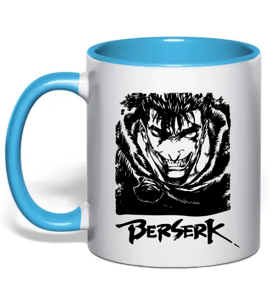 Чашка з кольоровою ручкою Berserk smile Блакитний фото