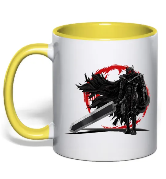 Чашка з кольоровою ручкою Берсерк меч Сонячно жовтий фото