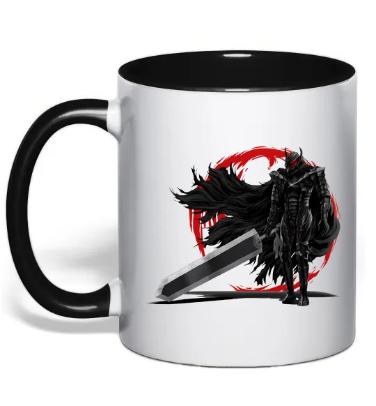 Чашка з кольоровою ручкою Берсерк меч Чорний фото