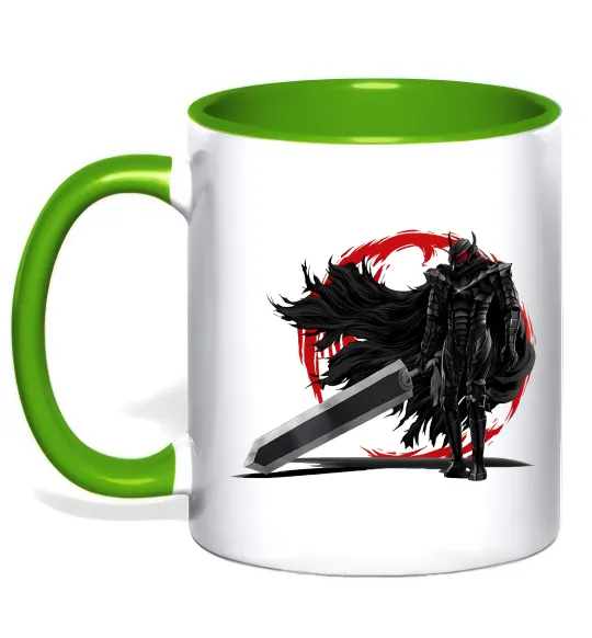 Чашка з кольоровою ручкою Берсерк меч Лаймовий фото