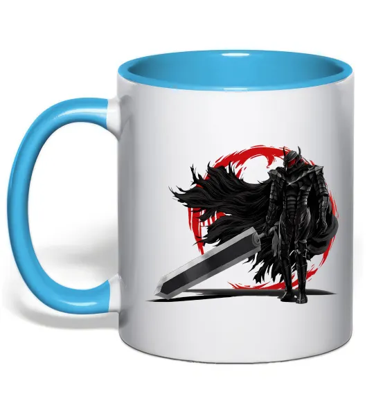 Чашка з кольоровою ручкою Берсерк меч Блакитний фото