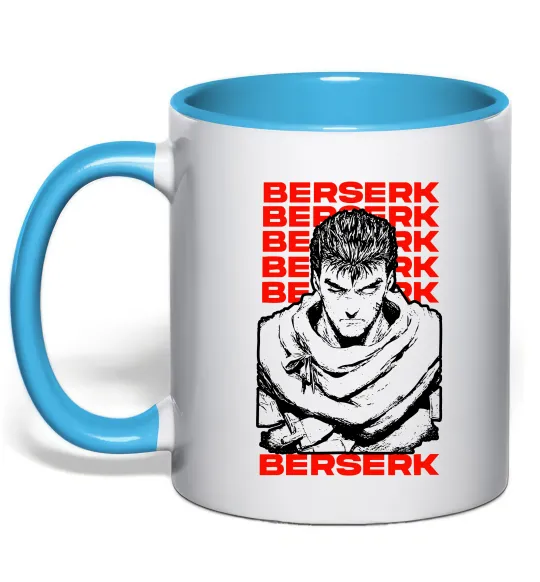 Чашка з кольоровою ручкою Berserk Guts Блакитний фото