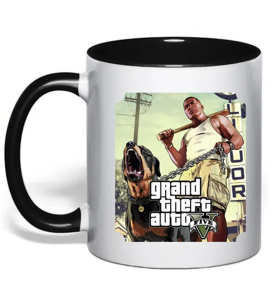 Чашка з кольоровою ручкою GTA V Dog Чорний фото