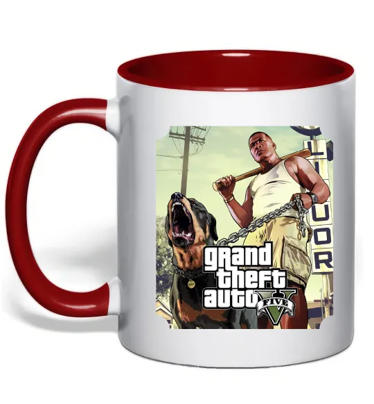 Чашка з кольоровою ручкою GTA V Dog Червоний фото