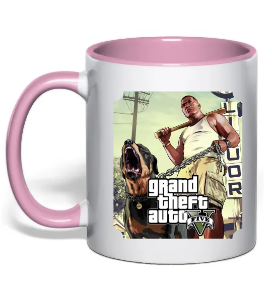 Чашка з кольоровою ручкою GTA V Dog Ніжно рожевий фото