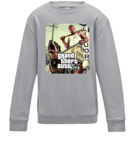 Детский Свитшот GTA V Dog Серый меланж фото