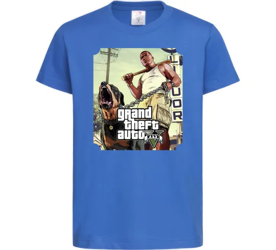 Дитяча футболка GTA V Dog Яскраво-синій фото