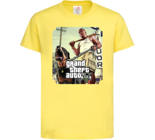 Дитяча футболка GTA V Dog Лимонний фото