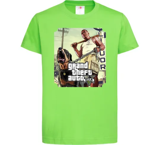Дитяча футболка GTA V Dog Лаймовий фото